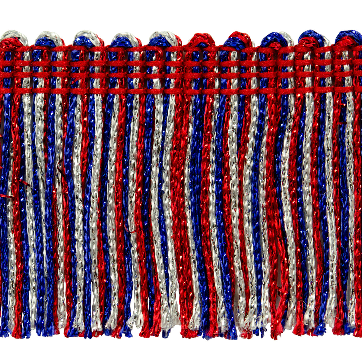 2" Metallic Chainette Fringe Trim (Sold by the Yard) Red White Blue 2" Chainette Fringe