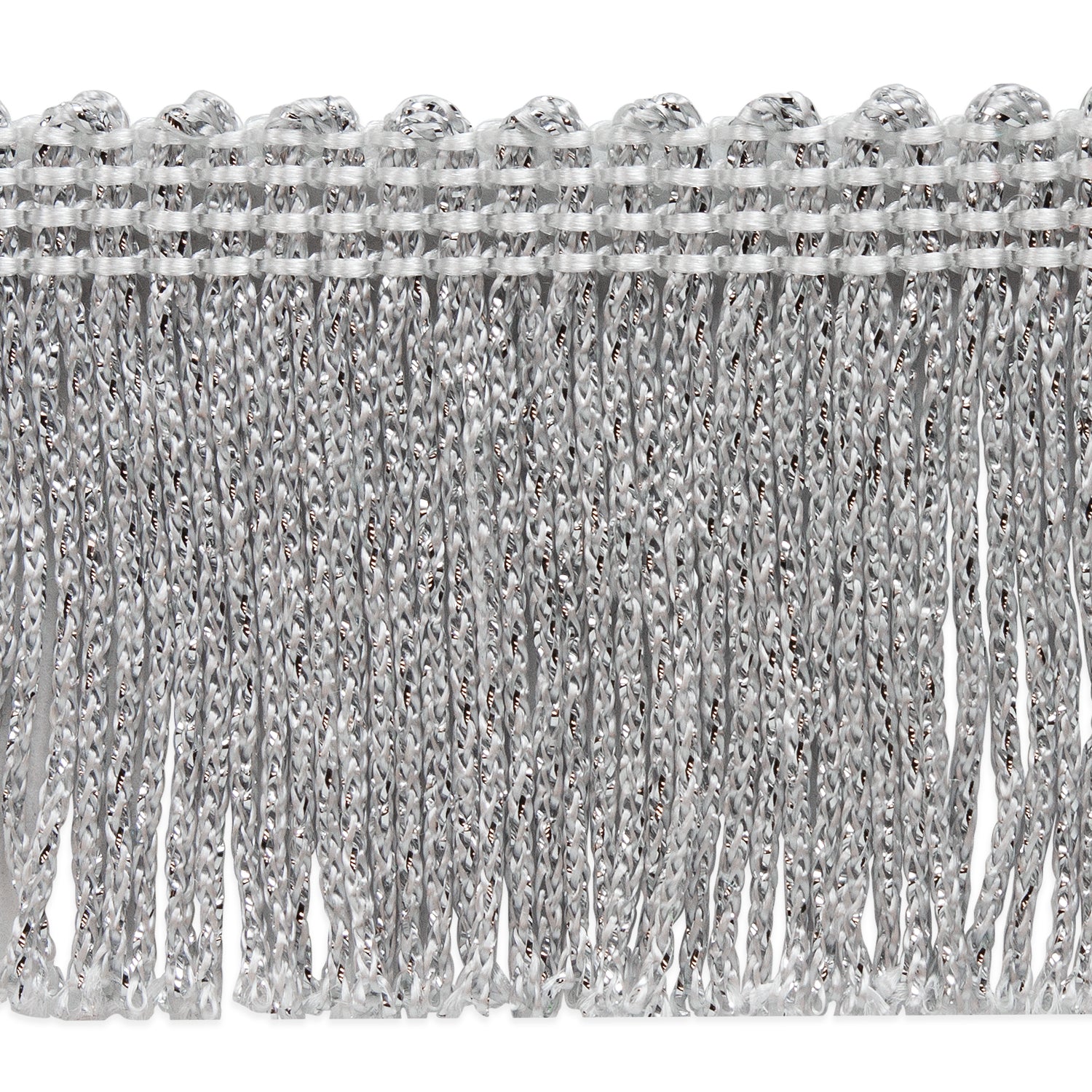 2" Metallic Chainette Fringe Trim (Sold by the Yard) Silver 2" Chainette Fringe