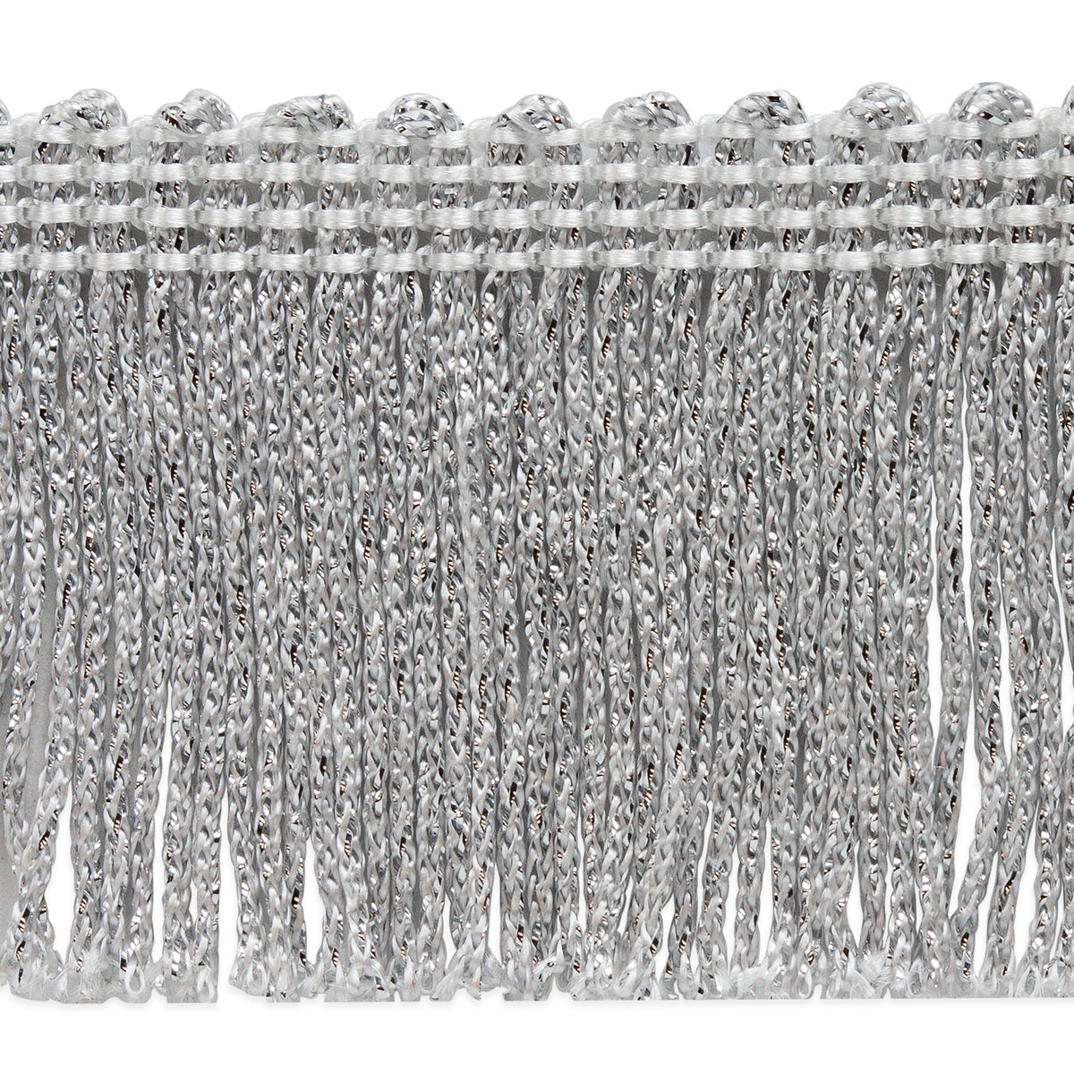 2" Metallic Chainette Fringe Trim (Sold by the Yard) Silver 2" Chainette Fringe