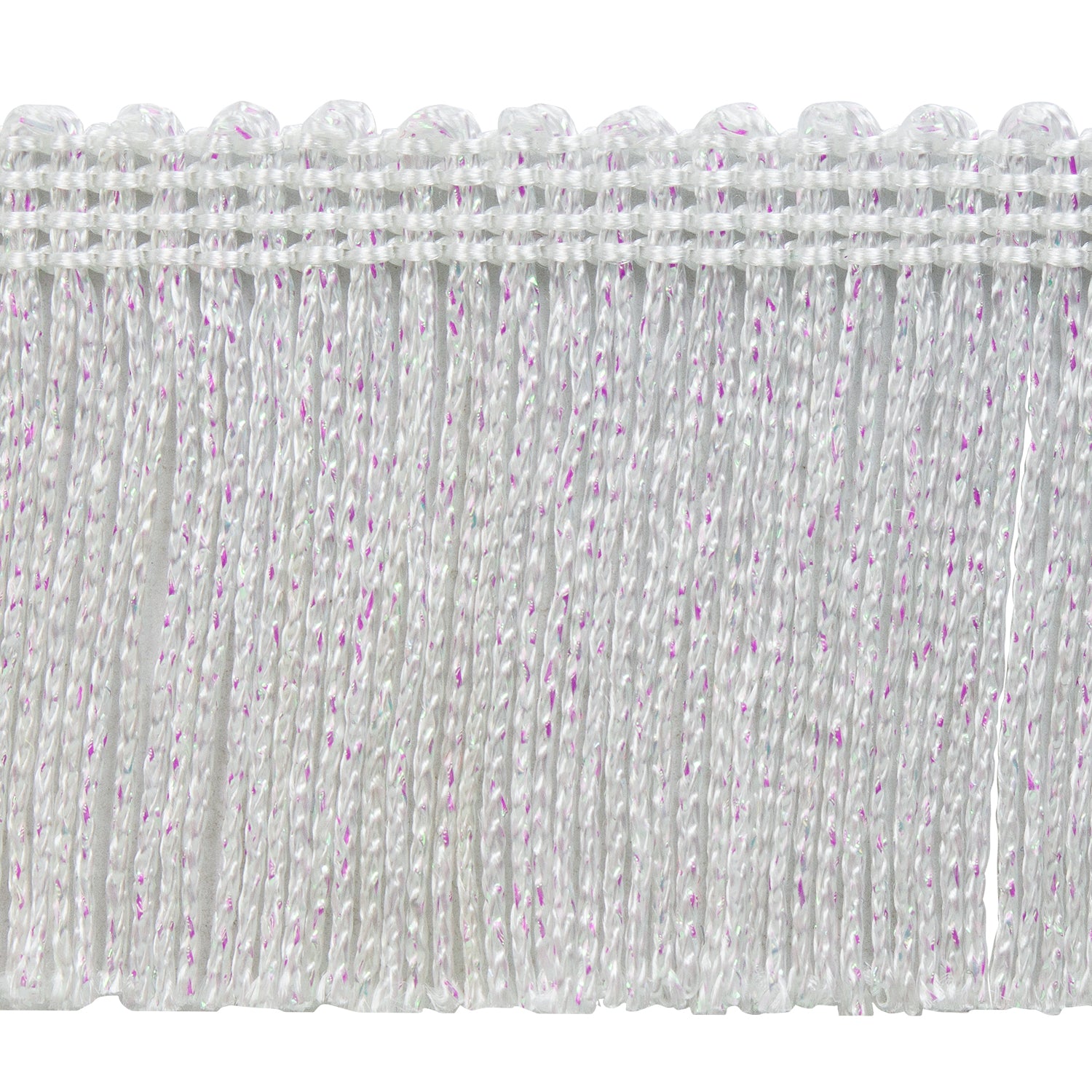 2" Metallic Chainette Fringe Trim (Sold by the Yard) White Aurora Borealis 2" Chainette Fringe