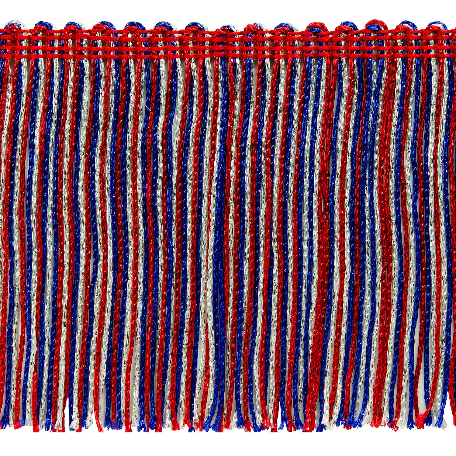 4" Metallic Chainette Fringe Trim (Sold by the Yard) Red White Blue Holiday Trims