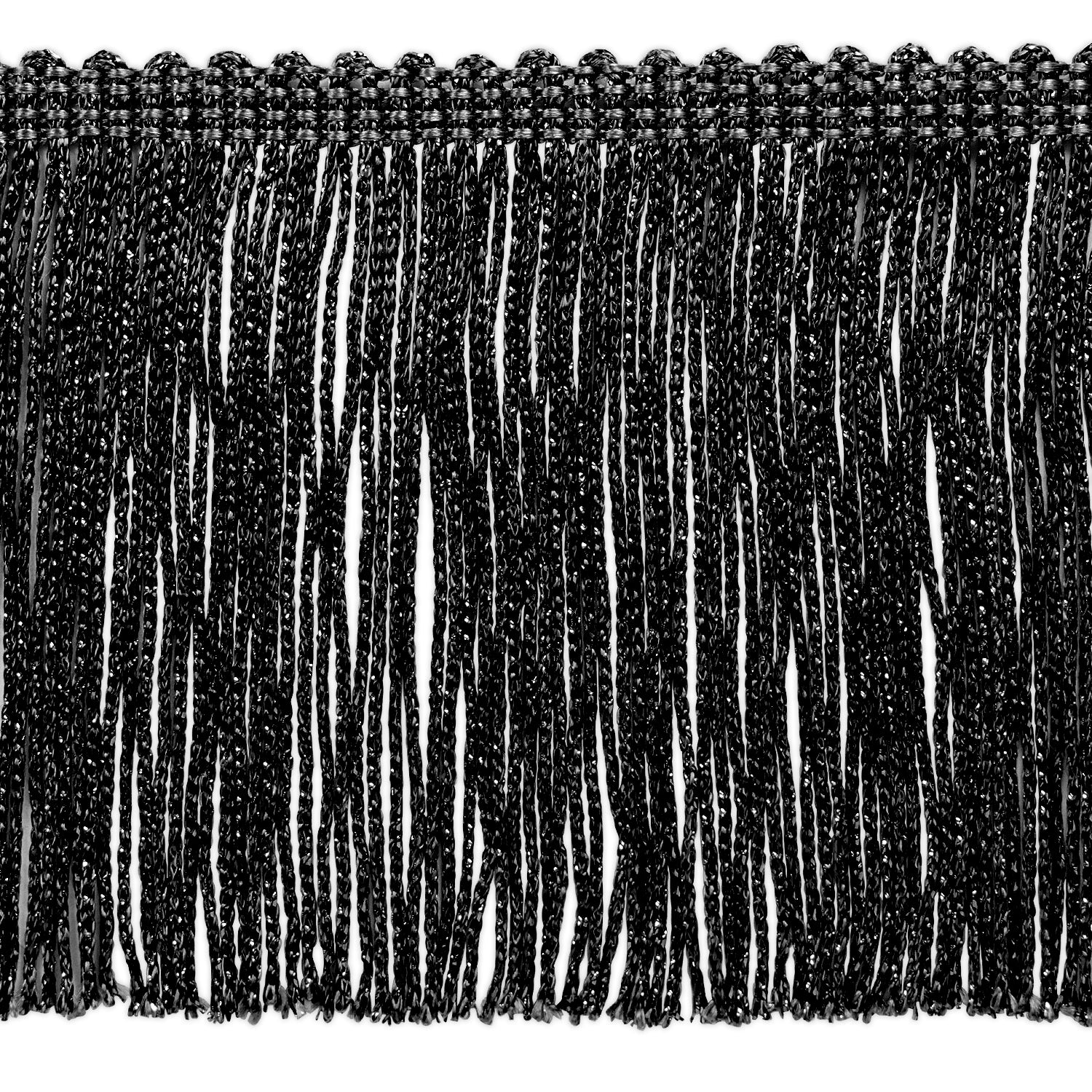 4" Metallic Chainette Fringe Trim (Sold by the Yard) Black Holiday Trims