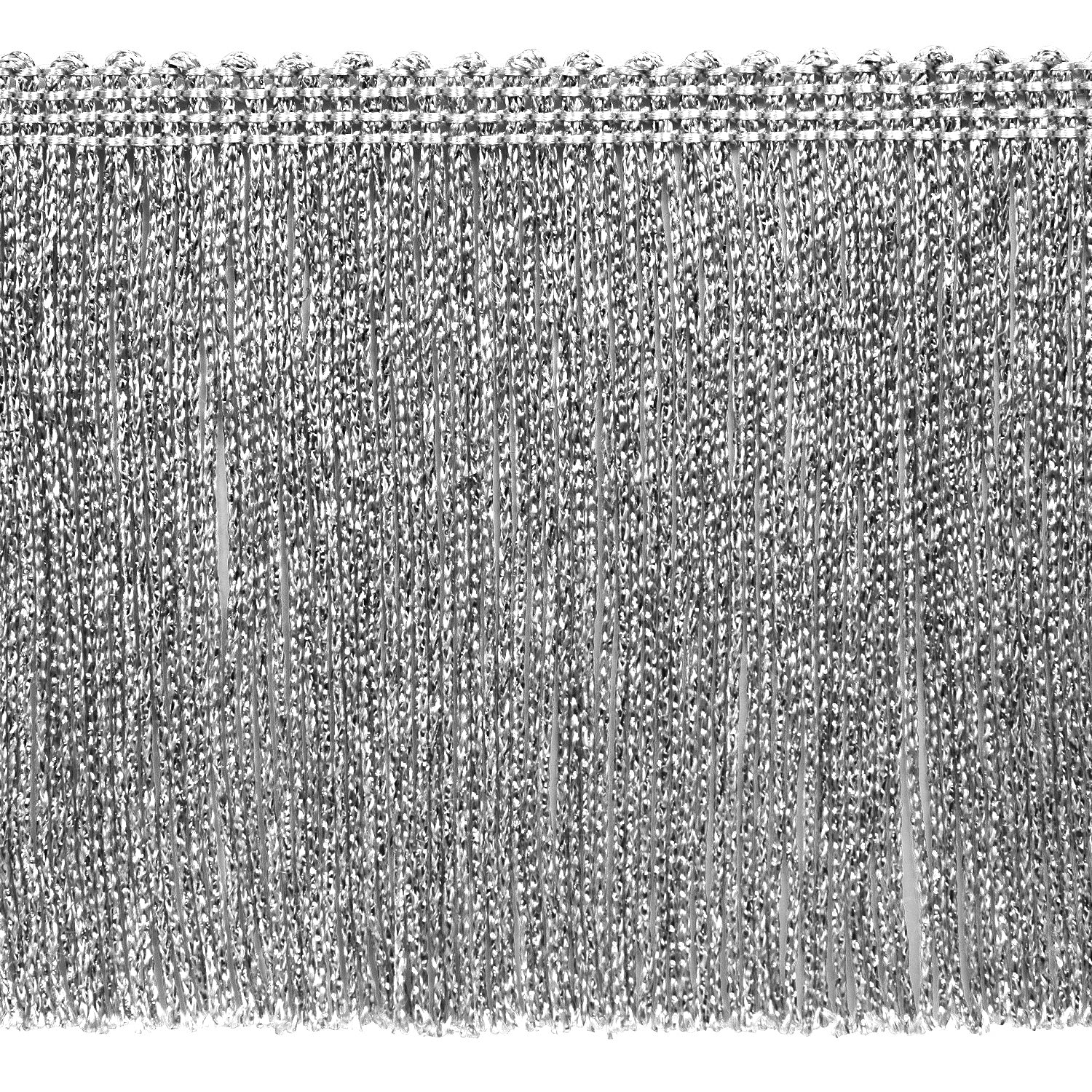 4" Metallic Chainette Fringe Trim (Sold by the Yard) Silver Holiday Trims