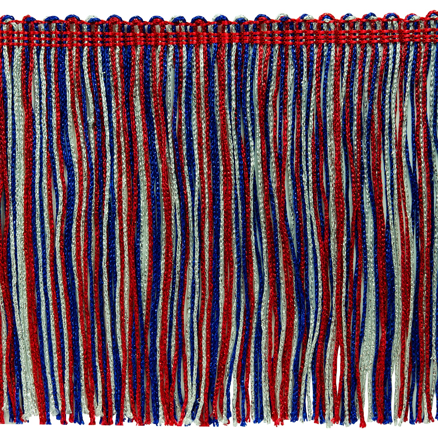6" Metallic Chainette Fringe Trim (Sold by the Yard) Red White Blue Holiday Trims