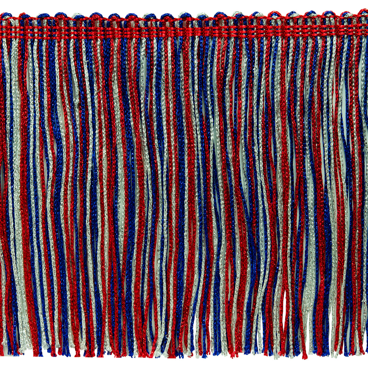6" Metallic Chainette Fringe Trim (Sold by the Yard) Red White Blue Holiday Trims