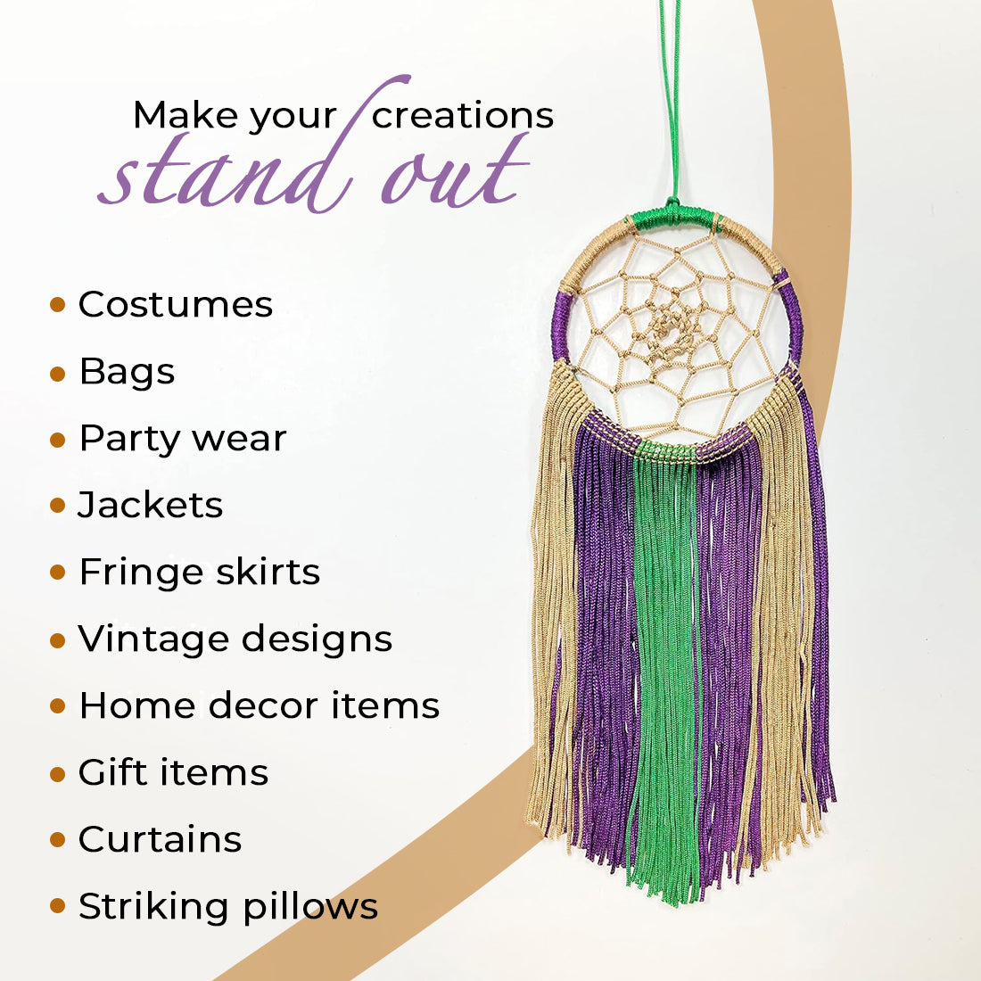 6" Metallic Chainette Fringe Trim (Sold by the Yard) Holiday Trims