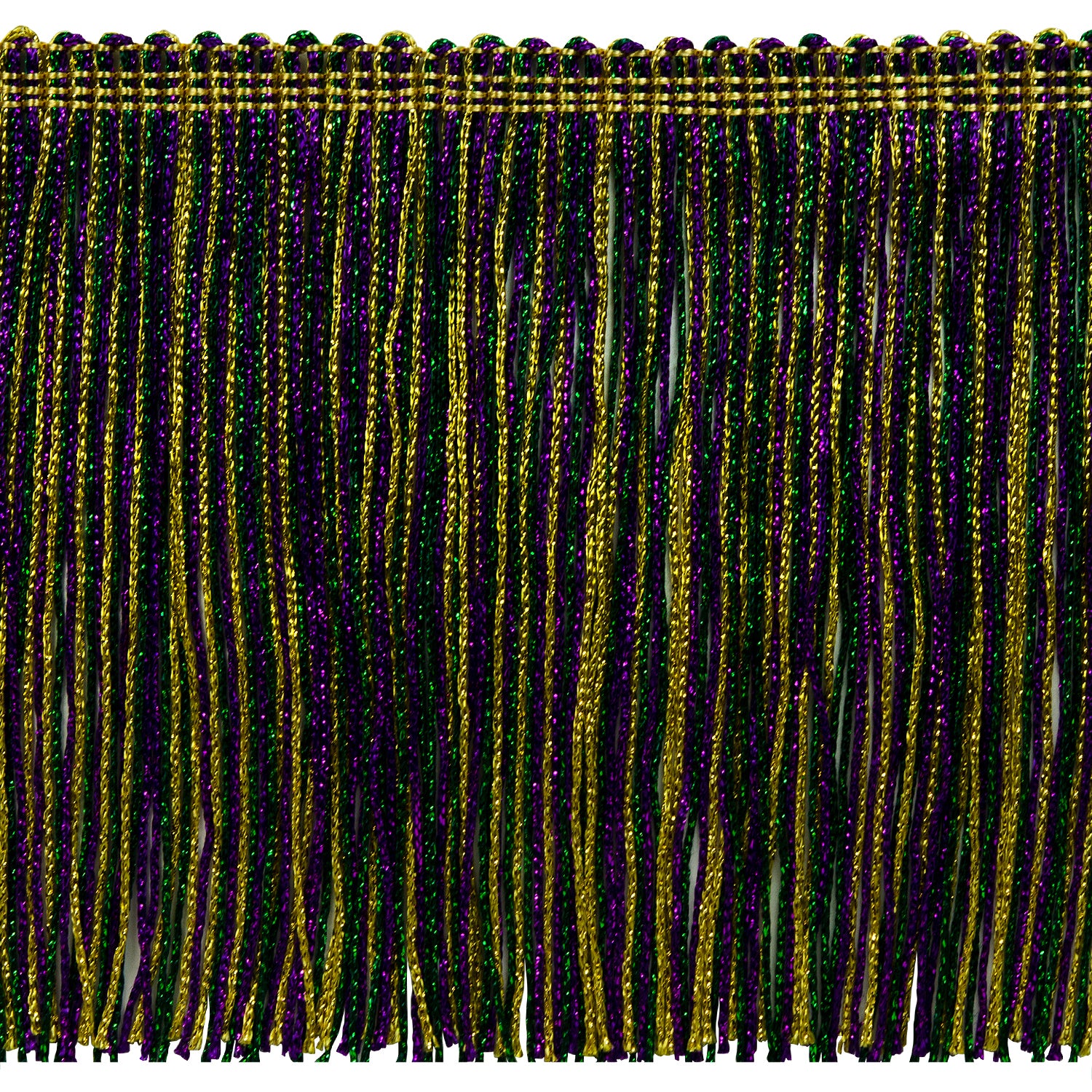 6" Metallic Chainette Fringe Trim (Sold by the Yard) Mardi Gras Holiday Trims