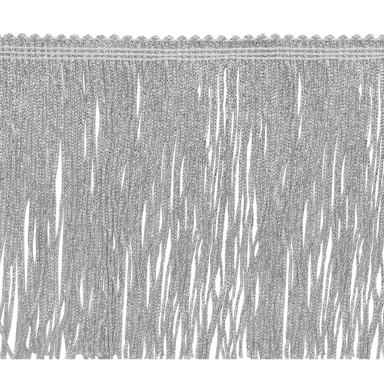 6" Metallic Chainette Fringe Trim (Sold by the Yard) Silver Holiday Trims