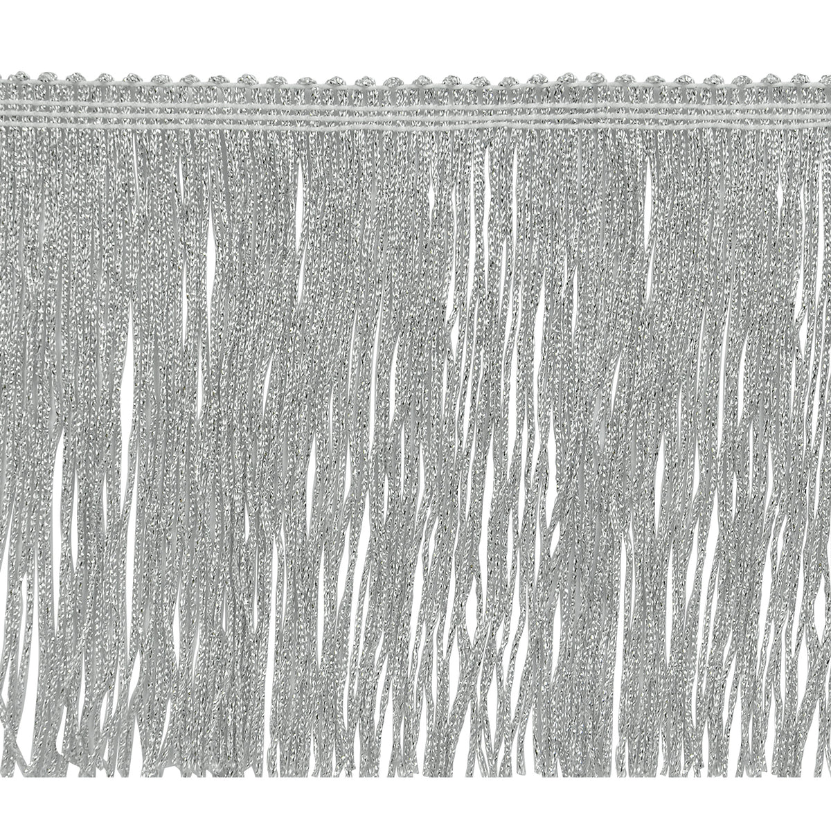 6" Metallic Chainette Fringe Trim (Sold by the Yard) Silver Holiday Trims