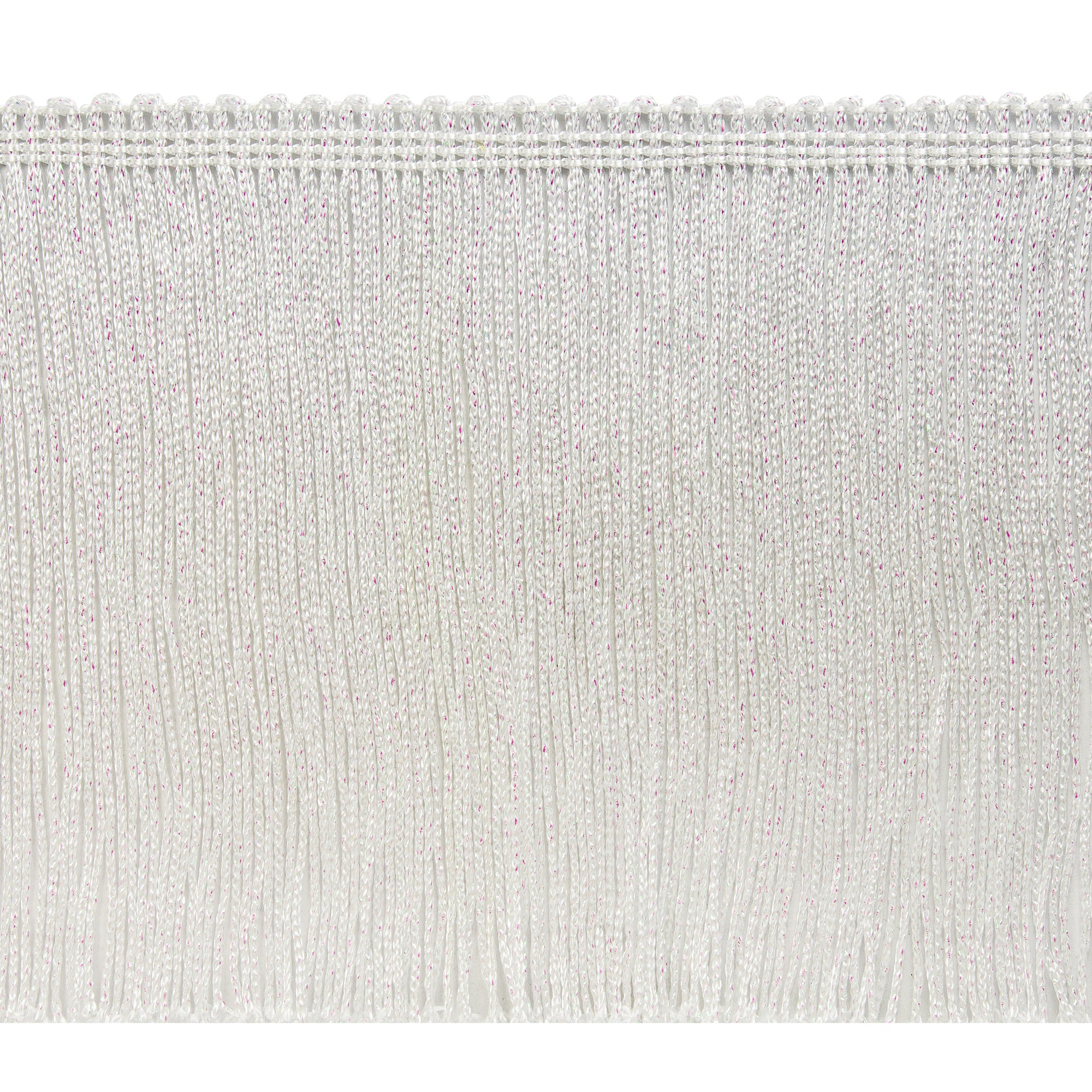 6" Metallic Chainette Fringe Trim (Sold by the Yard) White Aurora Borealis Holiday Trims