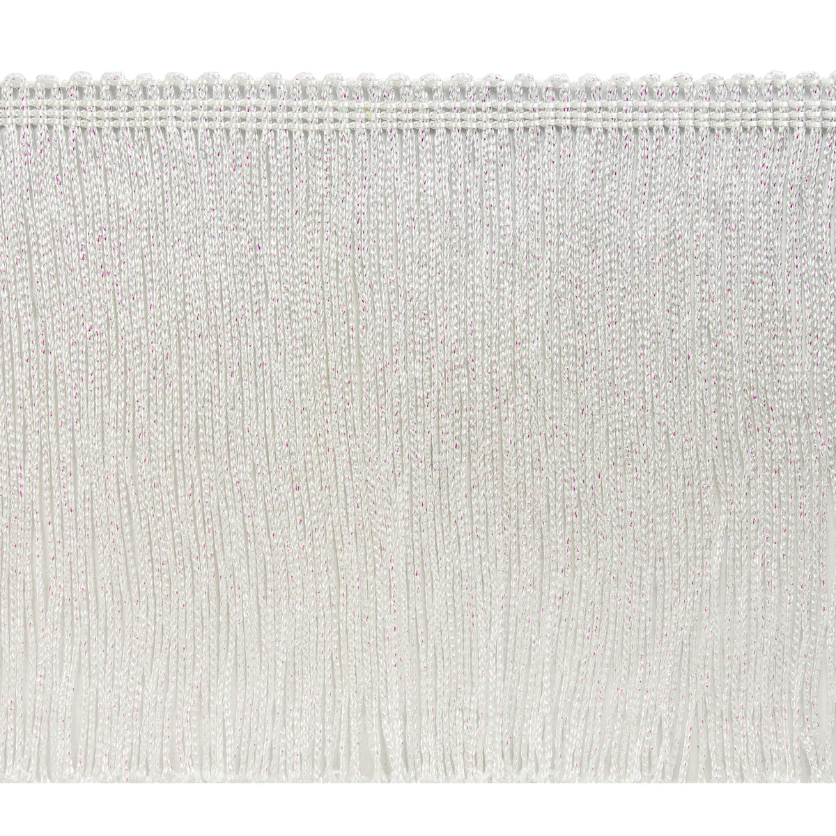 6" Metallic Chainette Fringe Trim (Sold by the Yard) White Aurora Borealis Holiday Trims