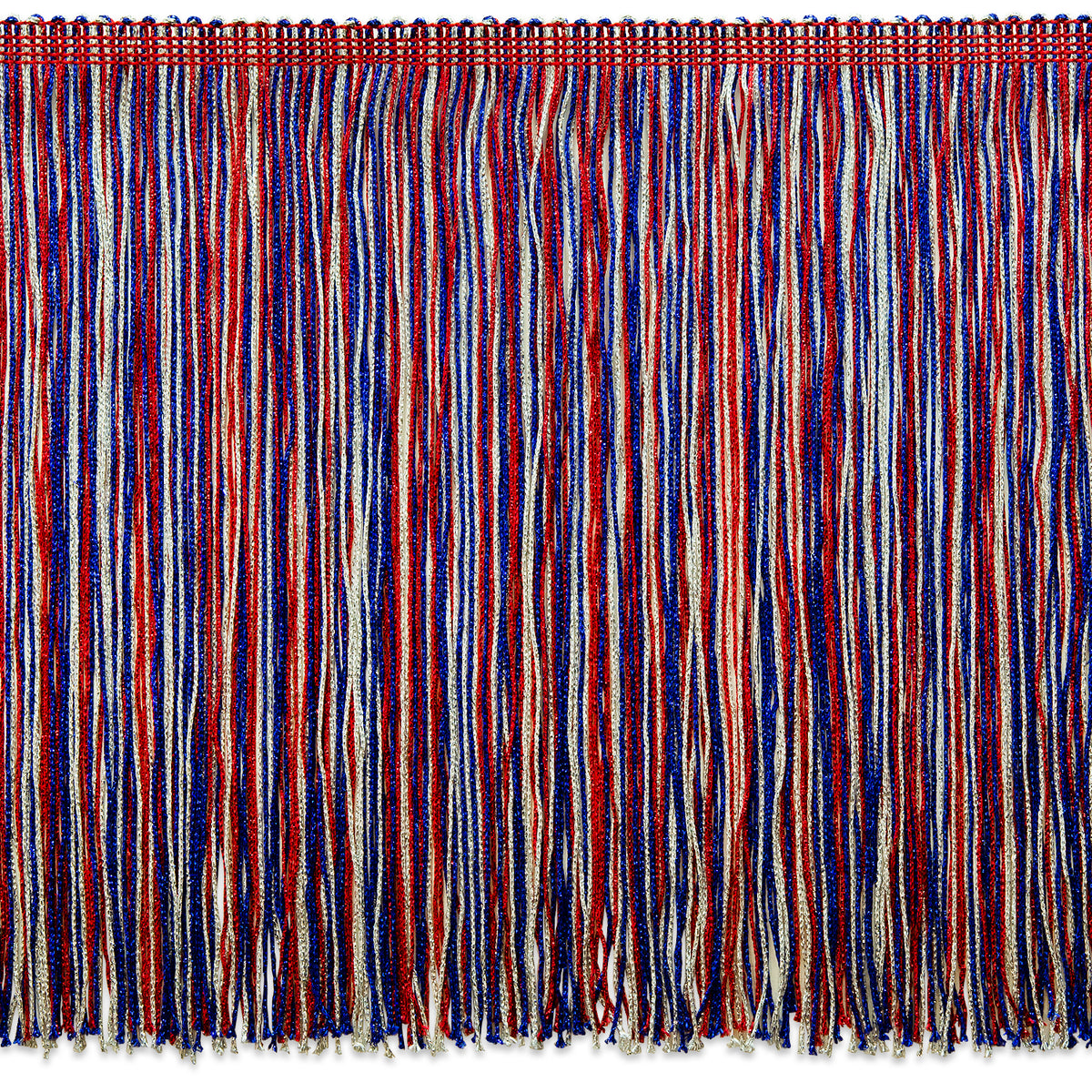 12" Metallic Chainette Fringe Trim (Sold by the Yard) Red White Blue Holiday Trims