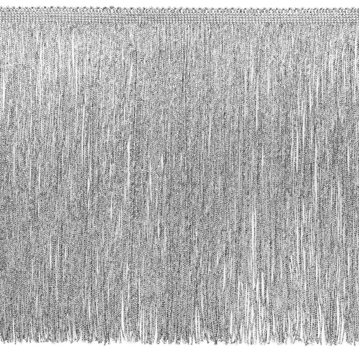 12" Metallic Chainette Fringe Trim (Sold by the Yard) Silver Holiday Trims