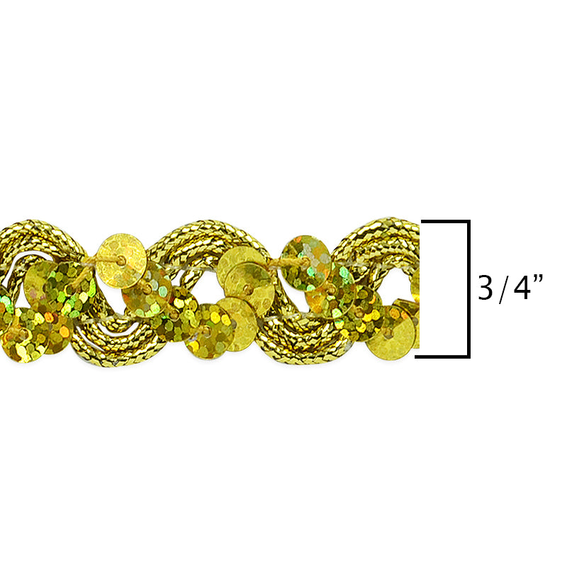 Reba Ric Rac Sequin Braid Trim (3/4") (Sold by the Yard) Sequin Trims & Fringes