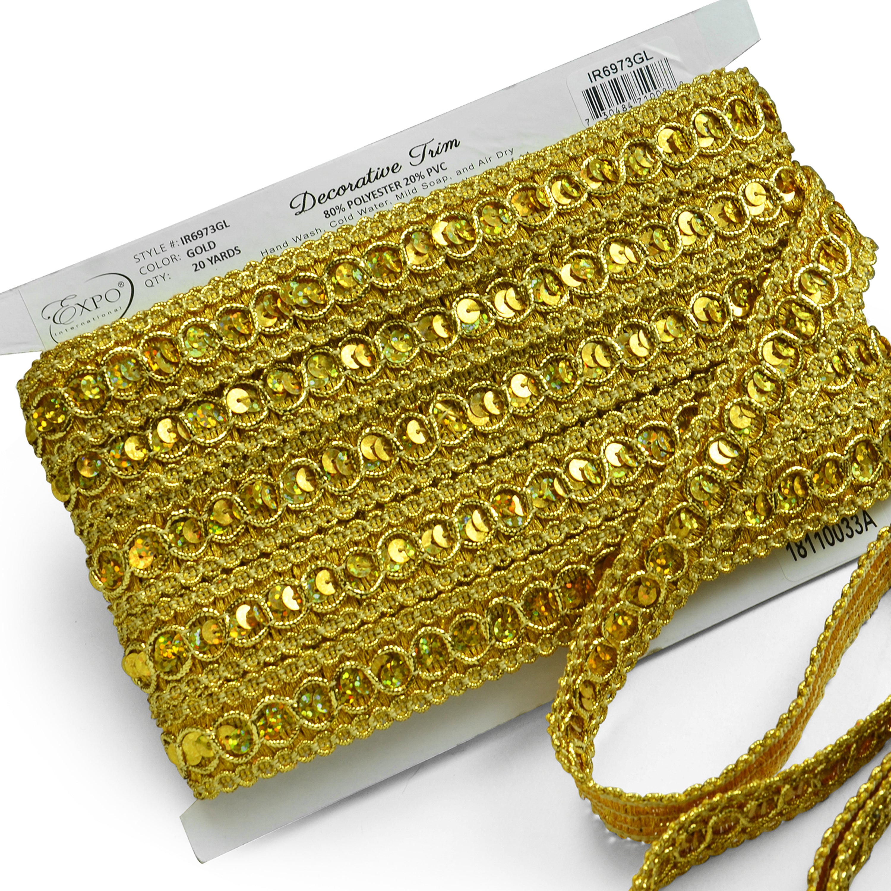Trish Sequin Metallic Braid Trim (7/8") (Sold by the Yard) Trims & Fringes