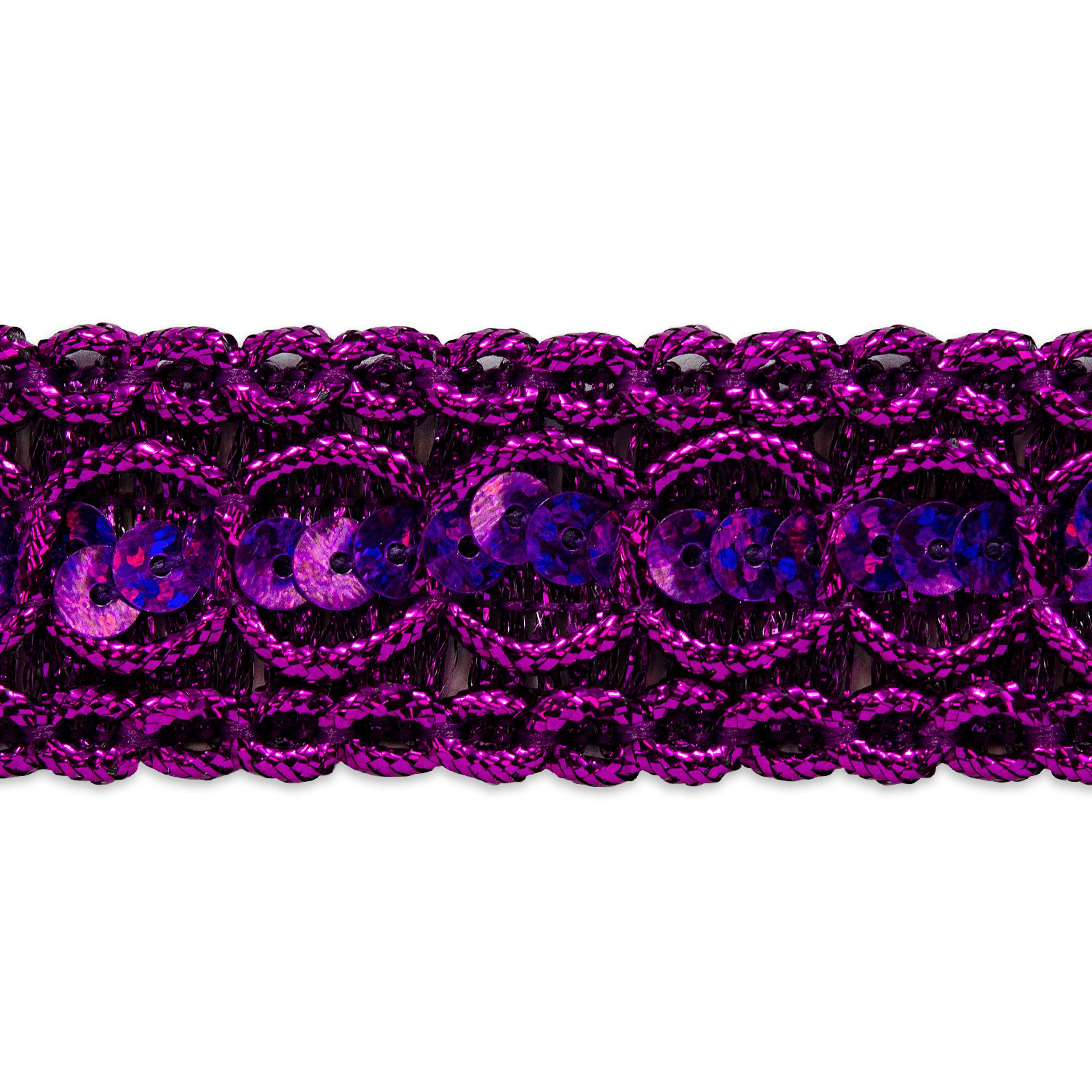 Trish Sequin Metallic Braid Trim (7/8") (Sold by the Yard) Purple Trims & Fringes