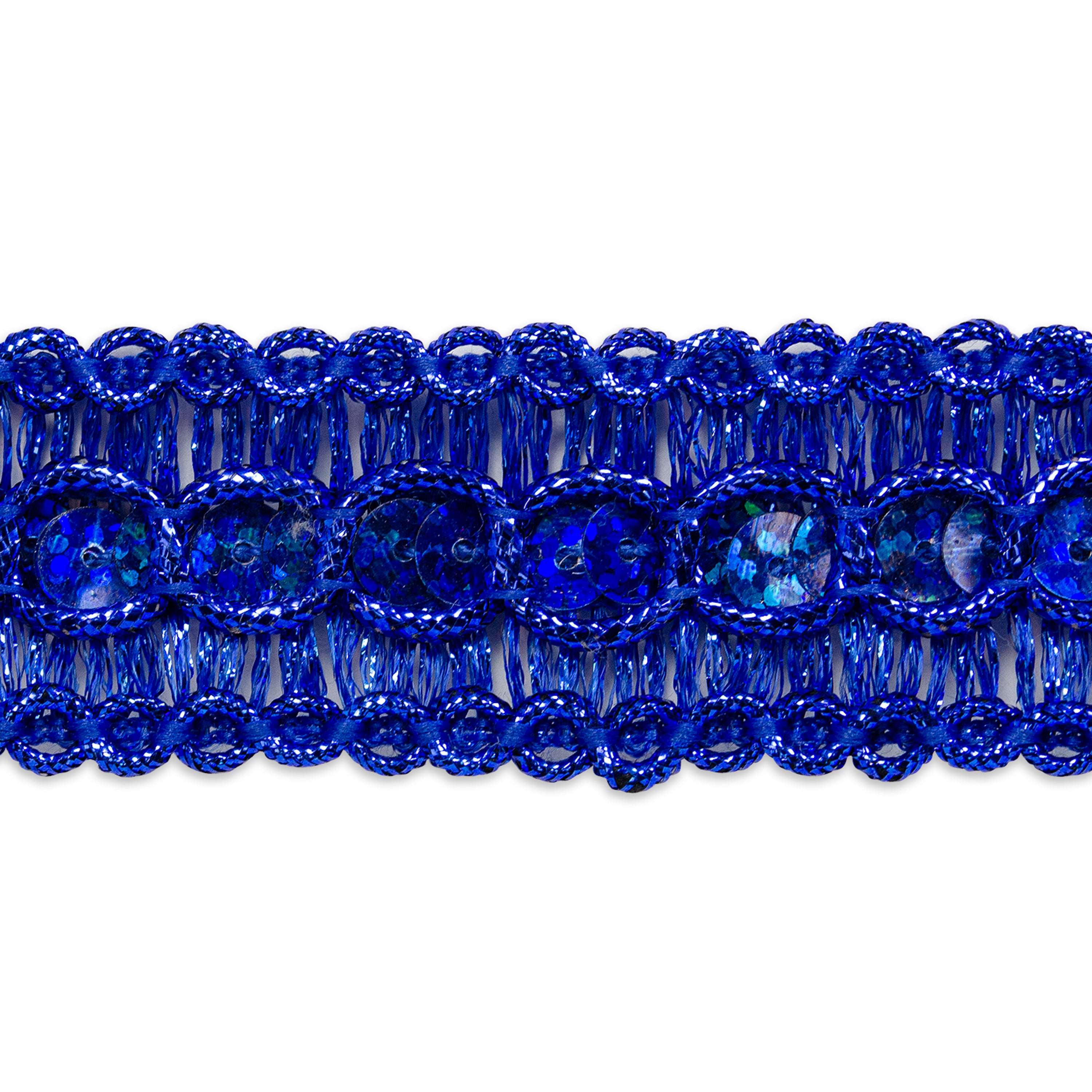 Trish Sequin Metallic Braid Trim (7/8") (Sold by the Yard) Royal Blue Trims & Fringes