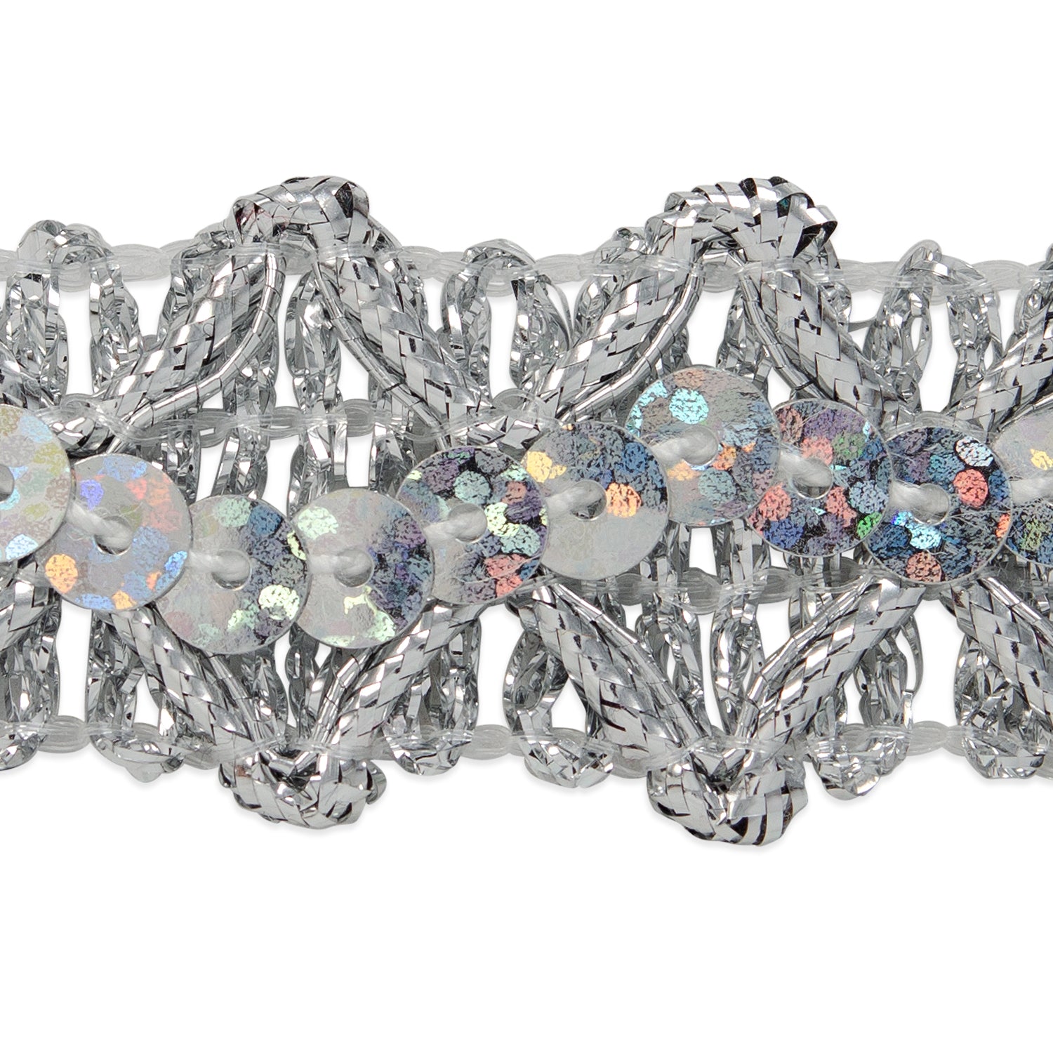 Sheba Diamond Sequin Braid Trim (Sold by the Yard) Silver Trims & Fringes