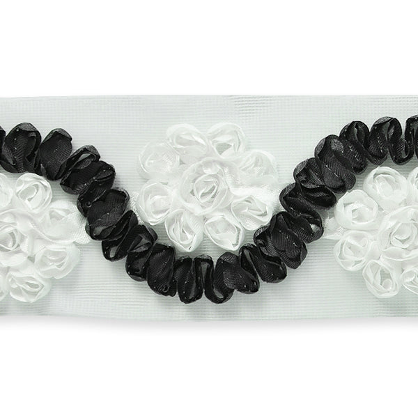 Verda 2 3/8" Floral Swirl Trim (Sold by the Yard) Black White Trims & Fringes