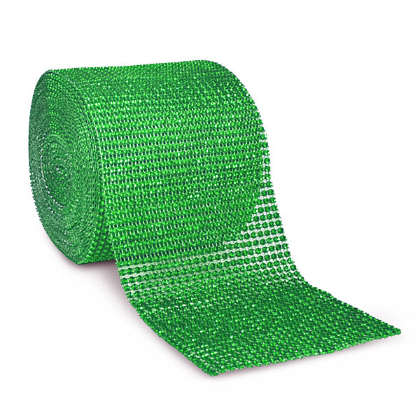 4.75" Diamond Mesh Wrap Trim 10 Yard Roll Green Trims & Fringes