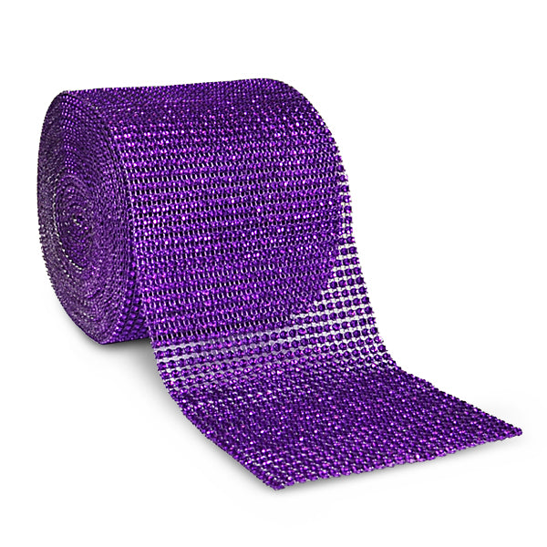 4.75" Diamond Mesh Wrap Trim 10 Yard Roll Purple Trims & Fringes