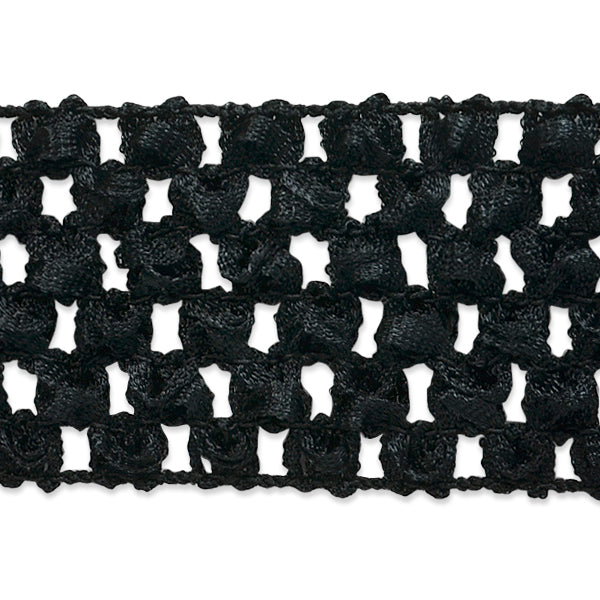 1 3/4" Crochet Stretch Trim (Sold by the Yard) Black Battenburg & Crochet Trims