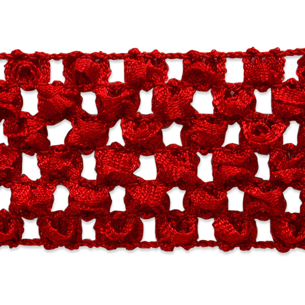 1 3/4" Crochet Stretch Trim (Sold by the Yard) Red Battenburg & Crochet Trims