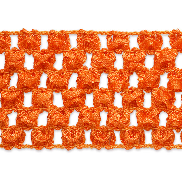 1 3/4" Crochet Stretch Trim (Sold by the Yard) Orange Battenburg & Crochet Trims