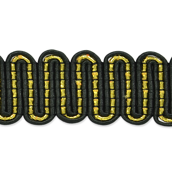 Luna Metallic Braid Trim (Sold by the Yard) Black Gold Trims & Fringes