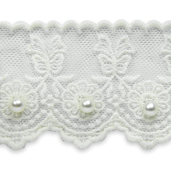 Vintage Roses with Bow Bridal Lace Trim (Sold by the Yard) Trims & Fringes