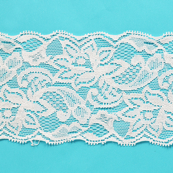 Amelia 3 1/4" Stretchable Polyester Chantilly Lace Trim (Sold by the Yard) Trims & Fringes