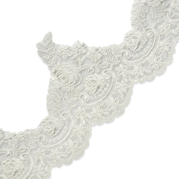 Kerri 5 3/4" Polyester Embroidered Lace Trim (Sold by the Yard) Trims & Fringes