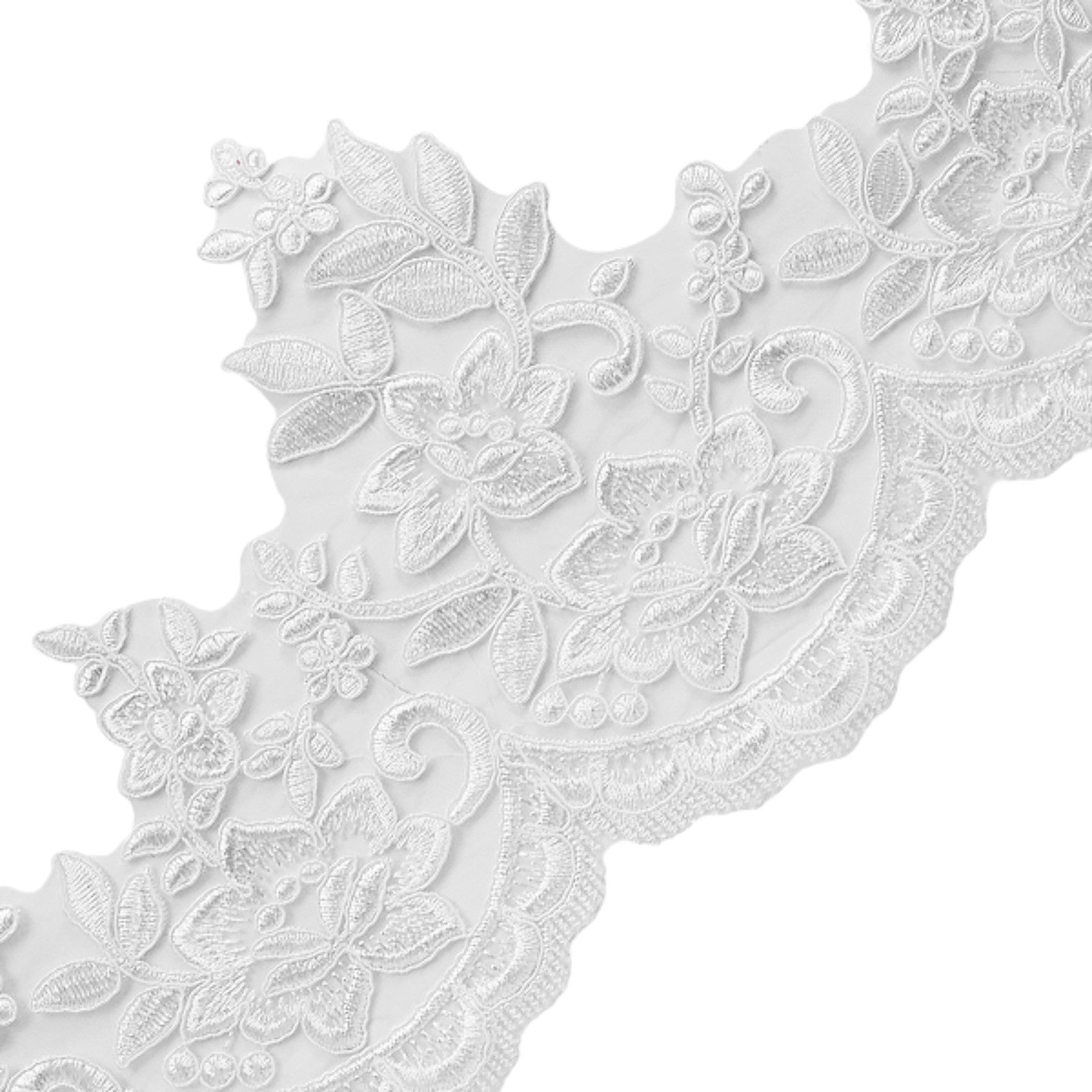 Brenda 7 1/2" Polyester Embroidered Lace Trim (Sold by the Yard) White Trims & Fringes