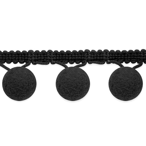 Bonita Pom Pom Fringe Trim (Sold by the Yard) Black Ball/Pom Trims & Fringes