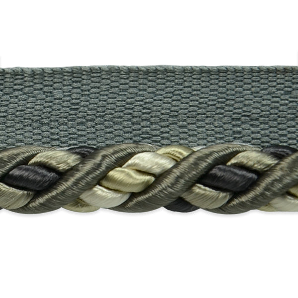 Lanier 3/8" Twisted Lip Cord Trim (Sold by the Yard) Gray Multi Cords & Lip Cords