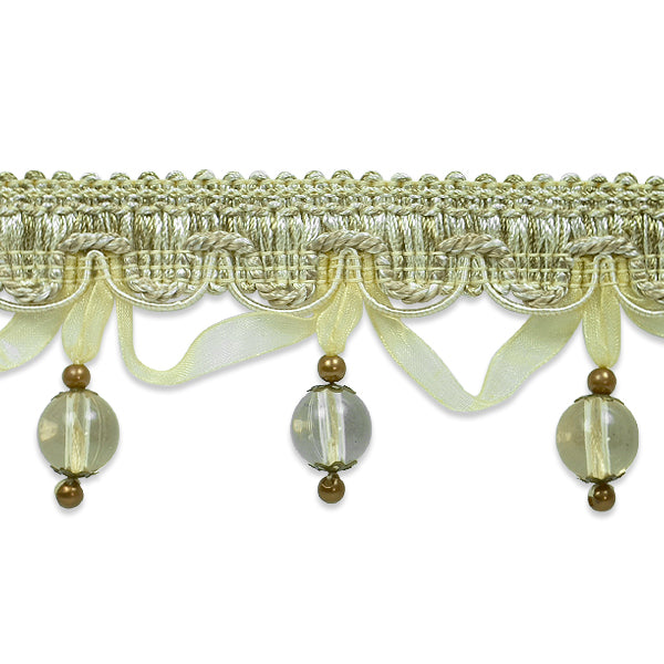 Kate Marbel w / Organza Trim (Sold by the Yard) Ivory Multi Trims & Fringes