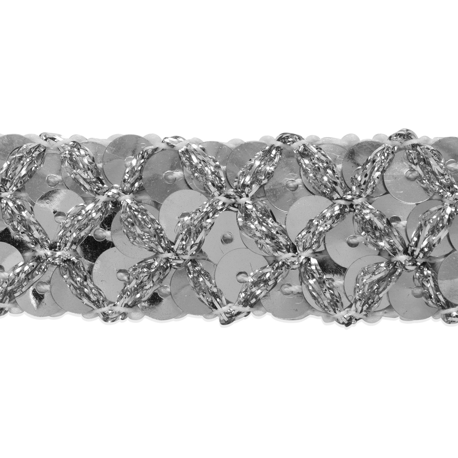 Sereia Sequin Trim (Sold by the Yard) Silver Trims & Fringes