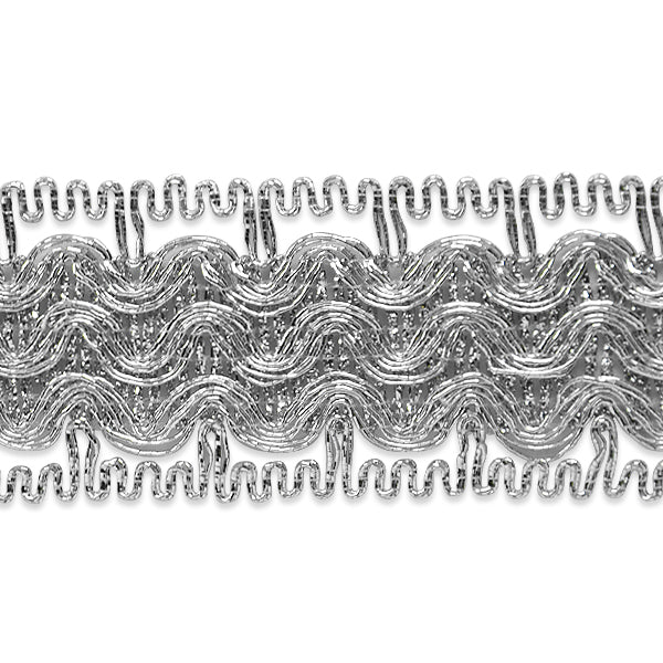 Calista Woven Metallic Trim (Sold by the Yard) Silver Trims & Fringes
