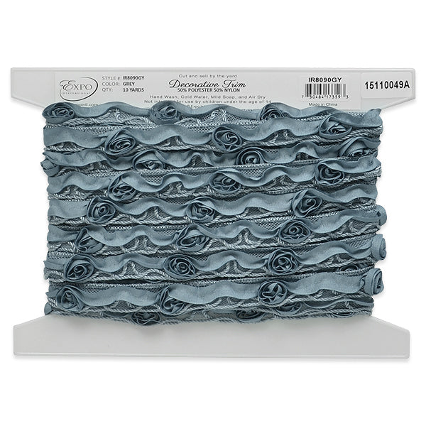 Ribbon Rosette w / Small Rosebud Trim (Sold by the Yard) Trims & Fringes