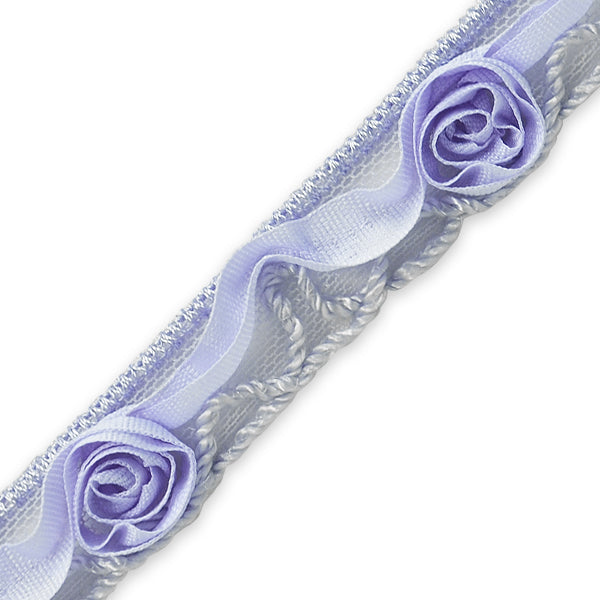 Ribbon Rosette w / Small Rosebud Trim (Sold by the Yard) Lavender Trims & Fringes