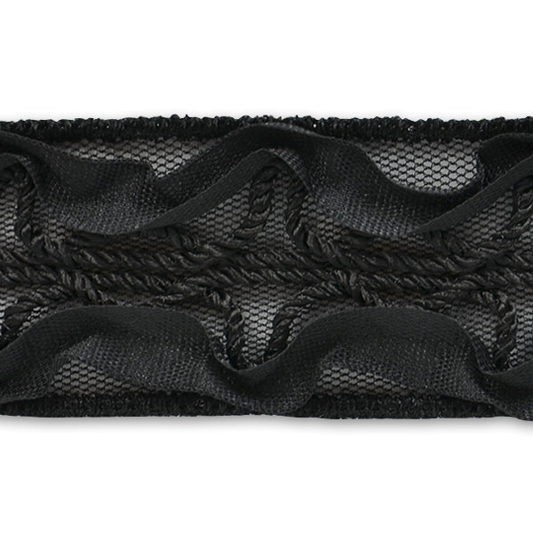 Ribbon Rosette & Embroidery Trim (Sold by the Yard) Black Trims & Fringes