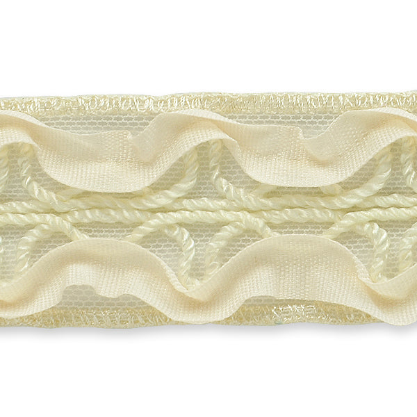 Ribbon Rosette & Embroidery Trim (Sold by the Yard) Ivory Trims & Fringes