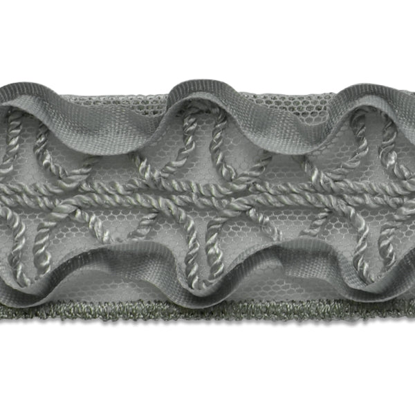 Ribbon Rosette & Embroidery Trim (Sold by the Yard) Light Gray Trims & Fringes