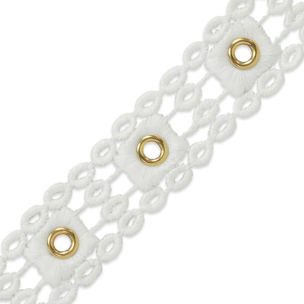 Michelle Bond Brass Eyelet Lace Trim 1" (Sold by the Yard) Trims & Fringes