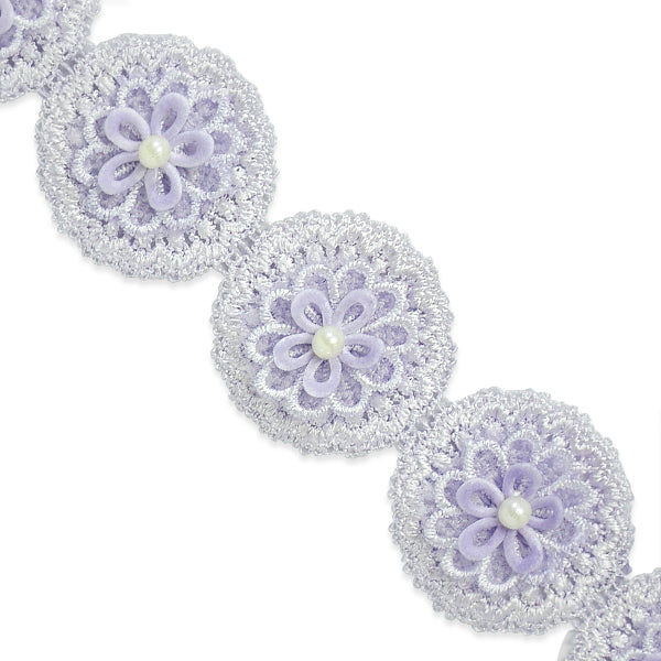 Owen Crochet 3 D Flower trim (Sold by the Yard) Lavender Trims & Fringes