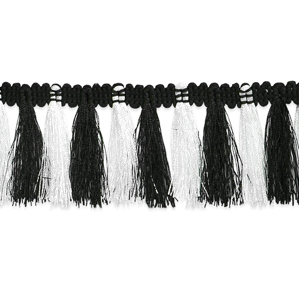 Lulu Tassel Fringe Trim 1 1/2" (Sold by the Yard) Black White Trims & Fringes