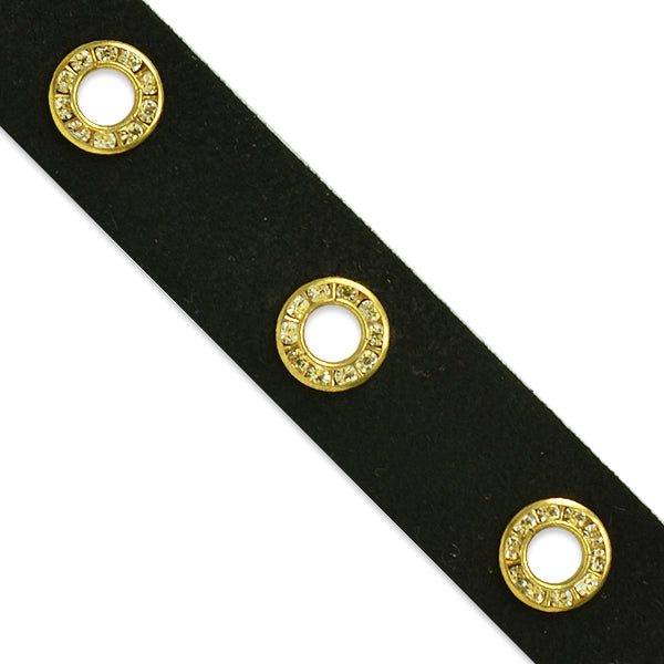 Ella Crystal Eyelet Strip Trim (Sold by the Yard) Black Gold Trims & Fringes