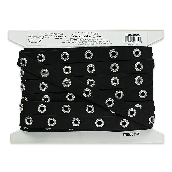 Ella Crystal Eyelet Strip Trim (Sold by the Yard) Trims & Fringes