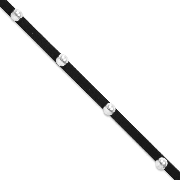 Elsa Ball Bead Strip Trim (Sold by the Yard) Black Silver Trims & Fringes