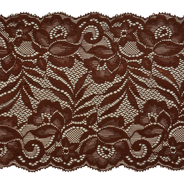 Brea 5 1/2" Stretch Raschel Lace Trim (Sold by the Yard) Chocolate Trims & Fringes